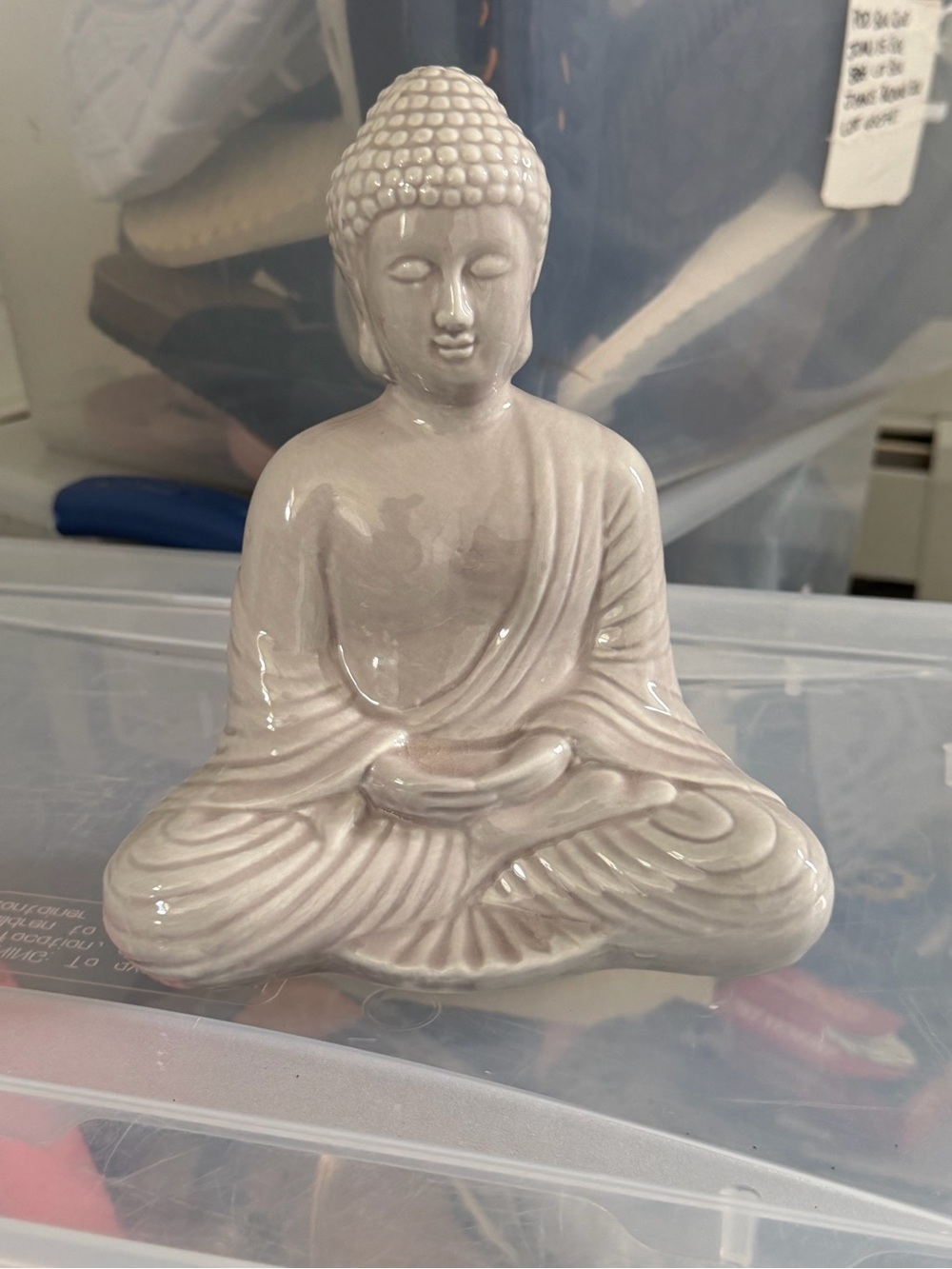 White Ceramic Seated Buddha Statue Figurine, Buddhism Decorative Home Decor